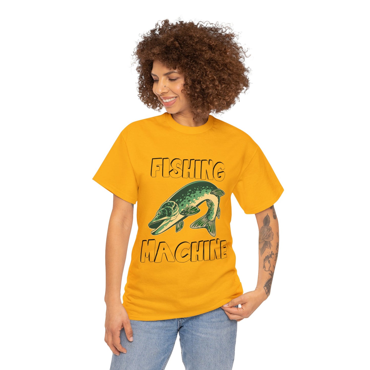 FISHING ON FRONT 5 Unisex Heavy Cotton Tee