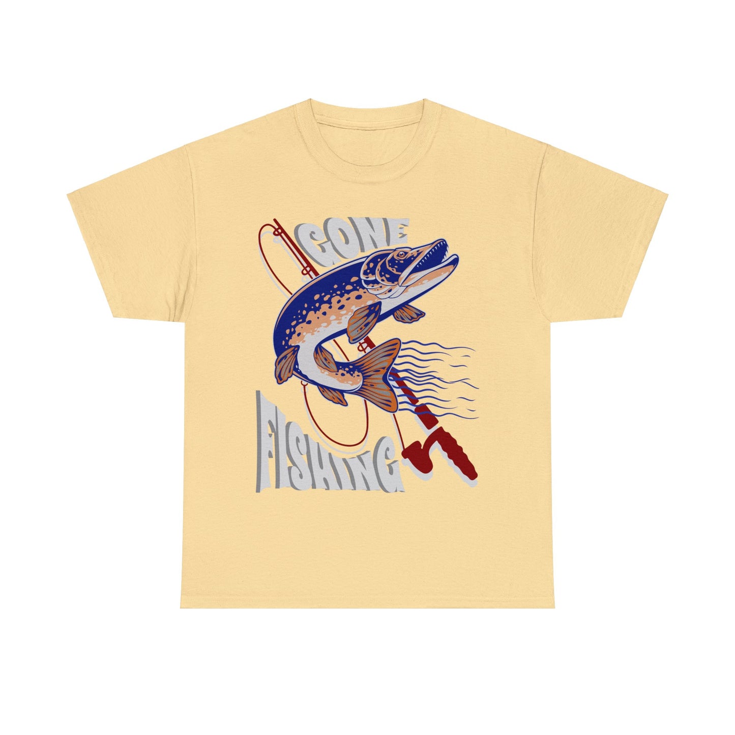 FISHING ON FRONT 5 Unisex Heavy Cotton Tee