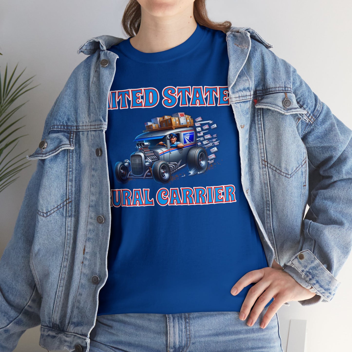 RURAL CARRIER ON front Unisex Heavy Cotton Tee