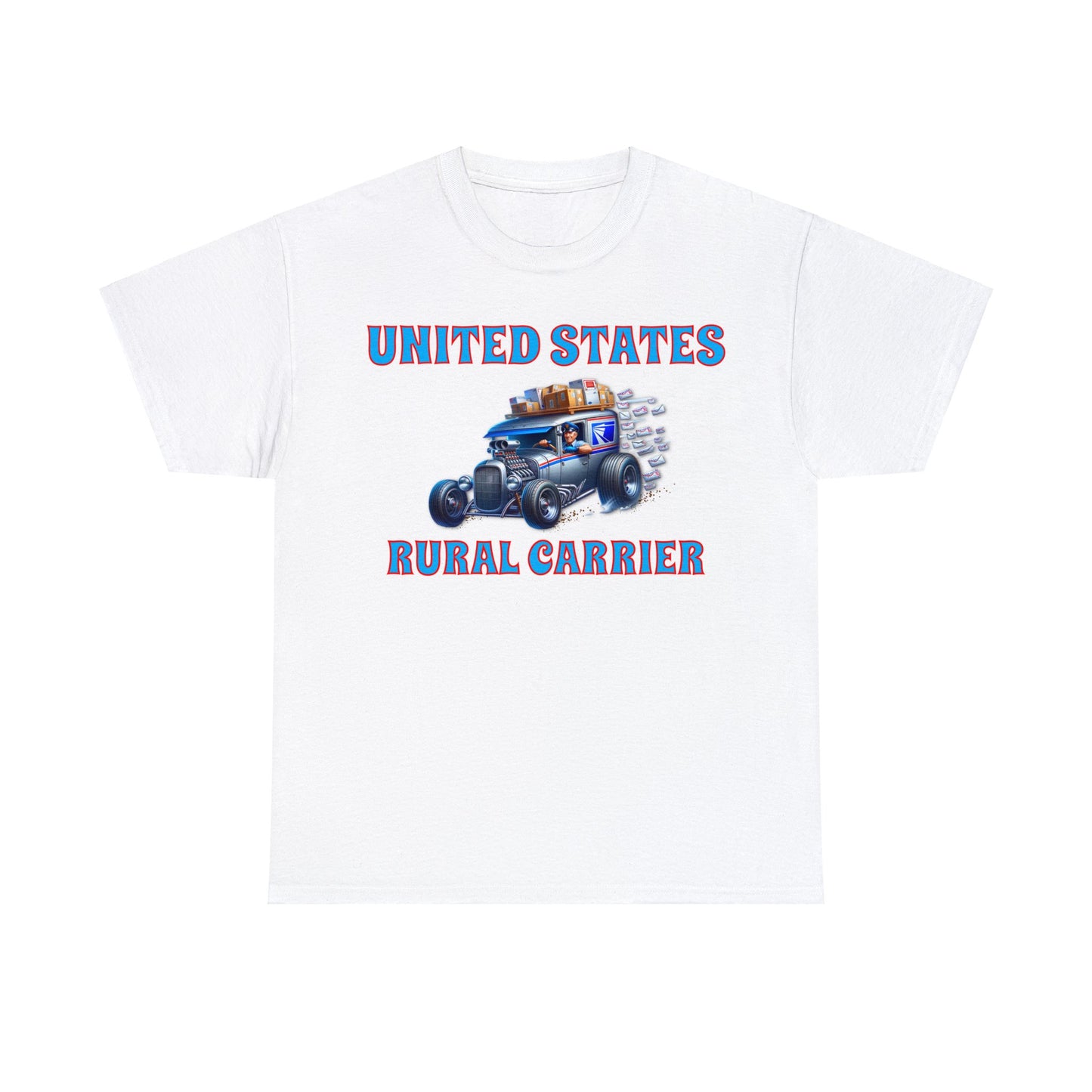 RURAL CARRIER ON front Unisex Heavy Cotton Tee