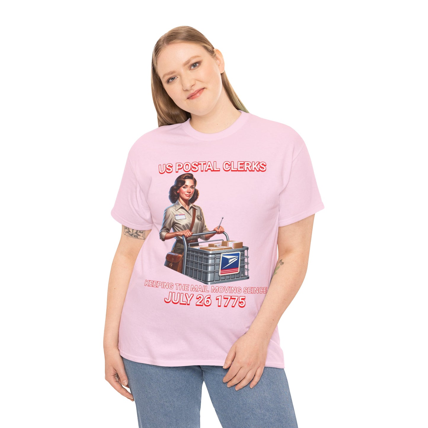 POSTAL CLERK ON FRONT Unisex Heavy Cotton Tee