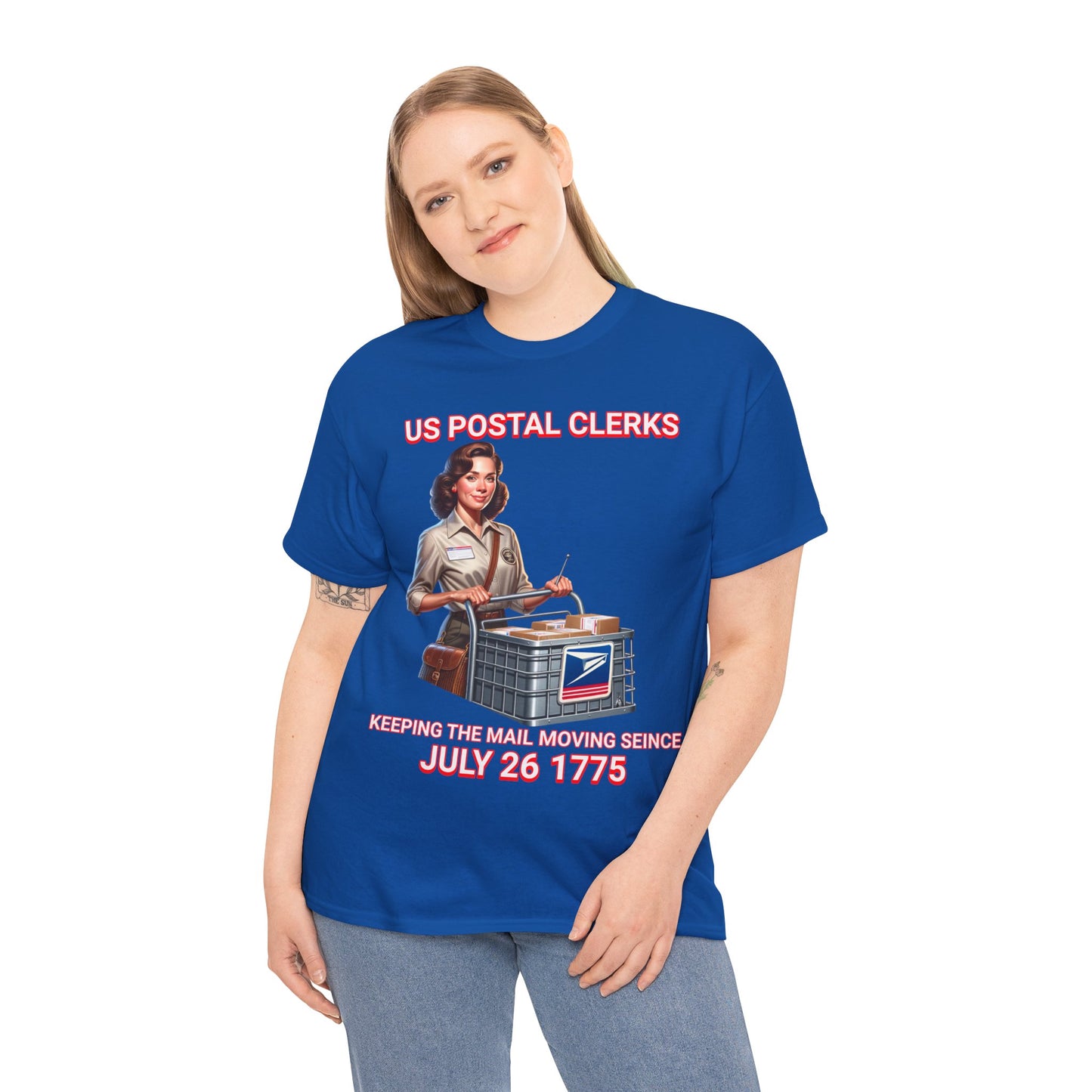 POSTAL CLERK ON FRONT Unisex Heavy Cotton Tee