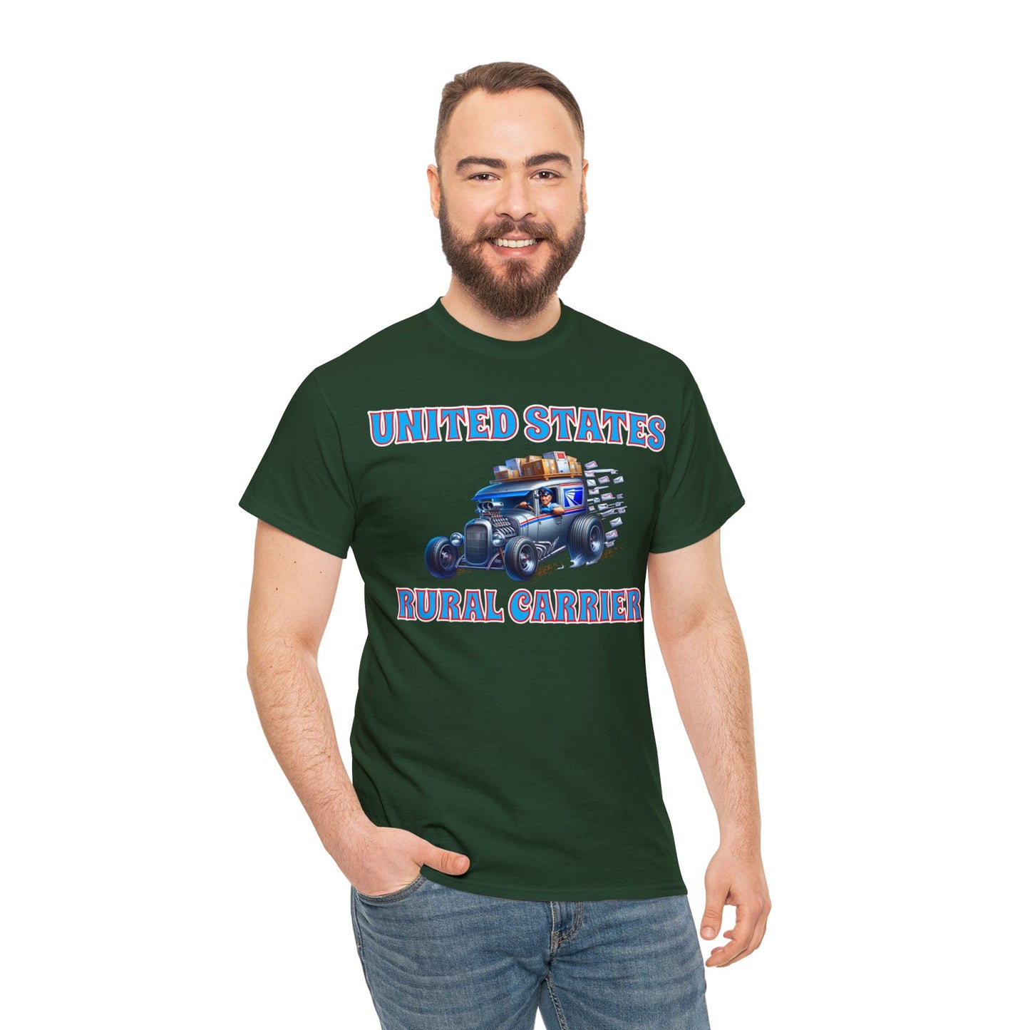 RURAL CARRIER ON front Unisex Heavy Cotton Tee