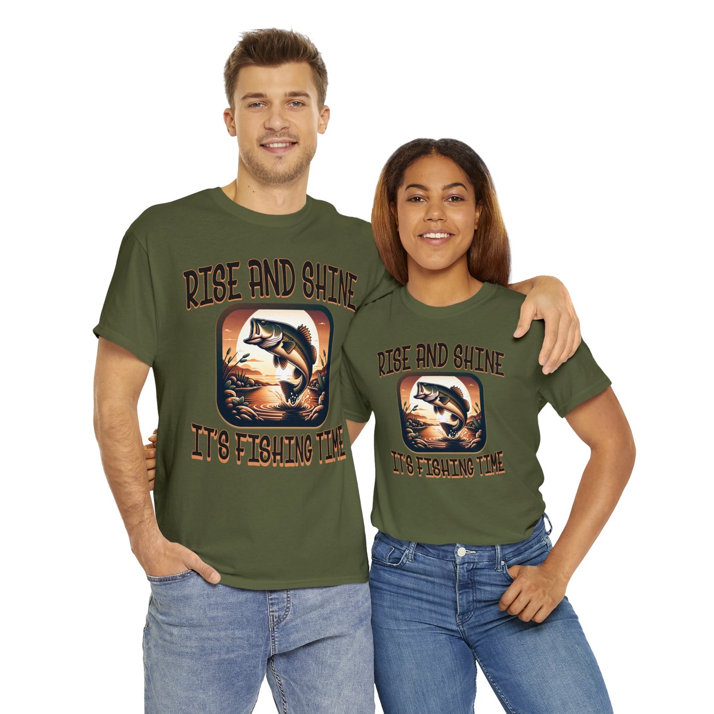 FISHING ON FRONT Unisex Heavy Cotton Tee