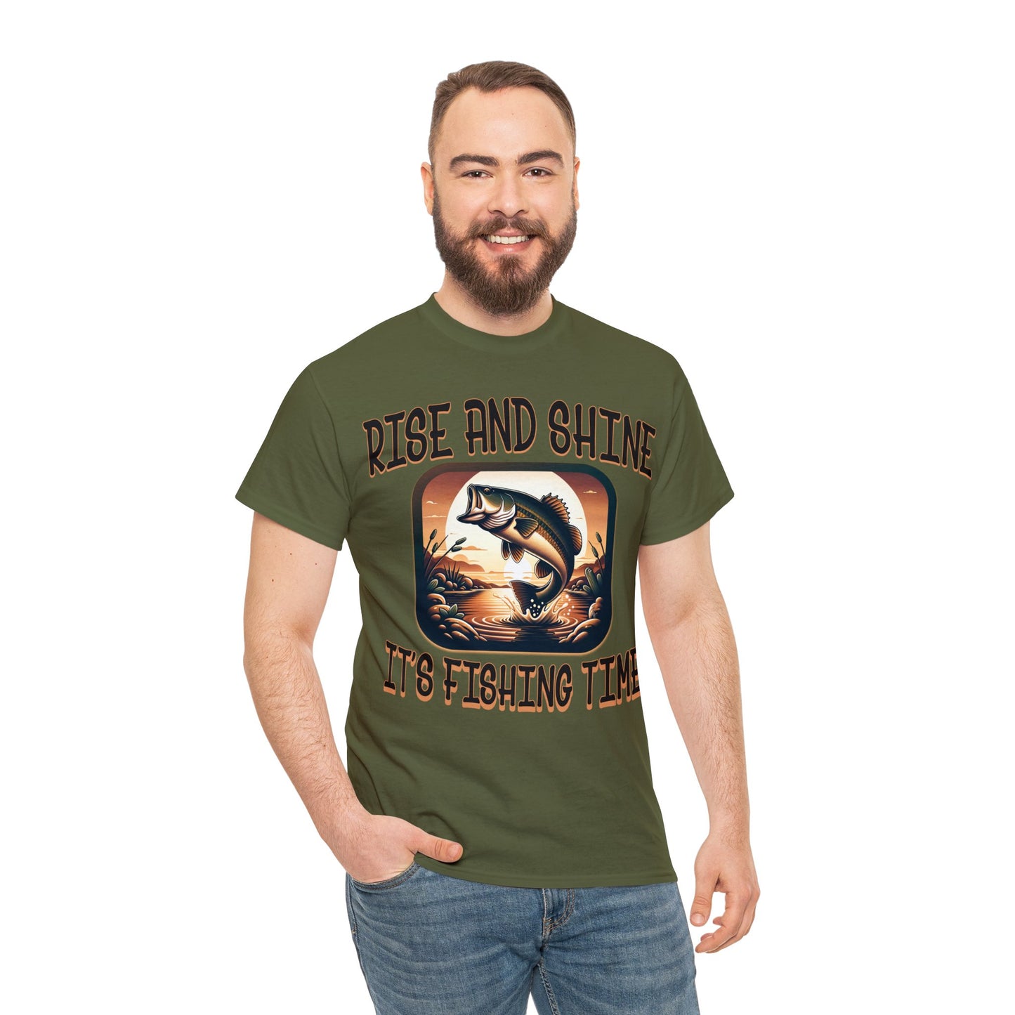 FISHING ON FRONT Unisex Heavy Cotton Tee
