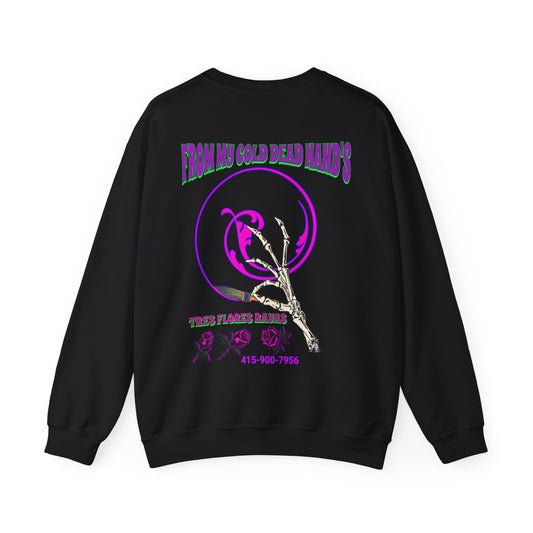 PINSTRIPER COLD DEAD HANDS 0N BACK Unisex Heavy Blend™ Crewneck Sweatshirt