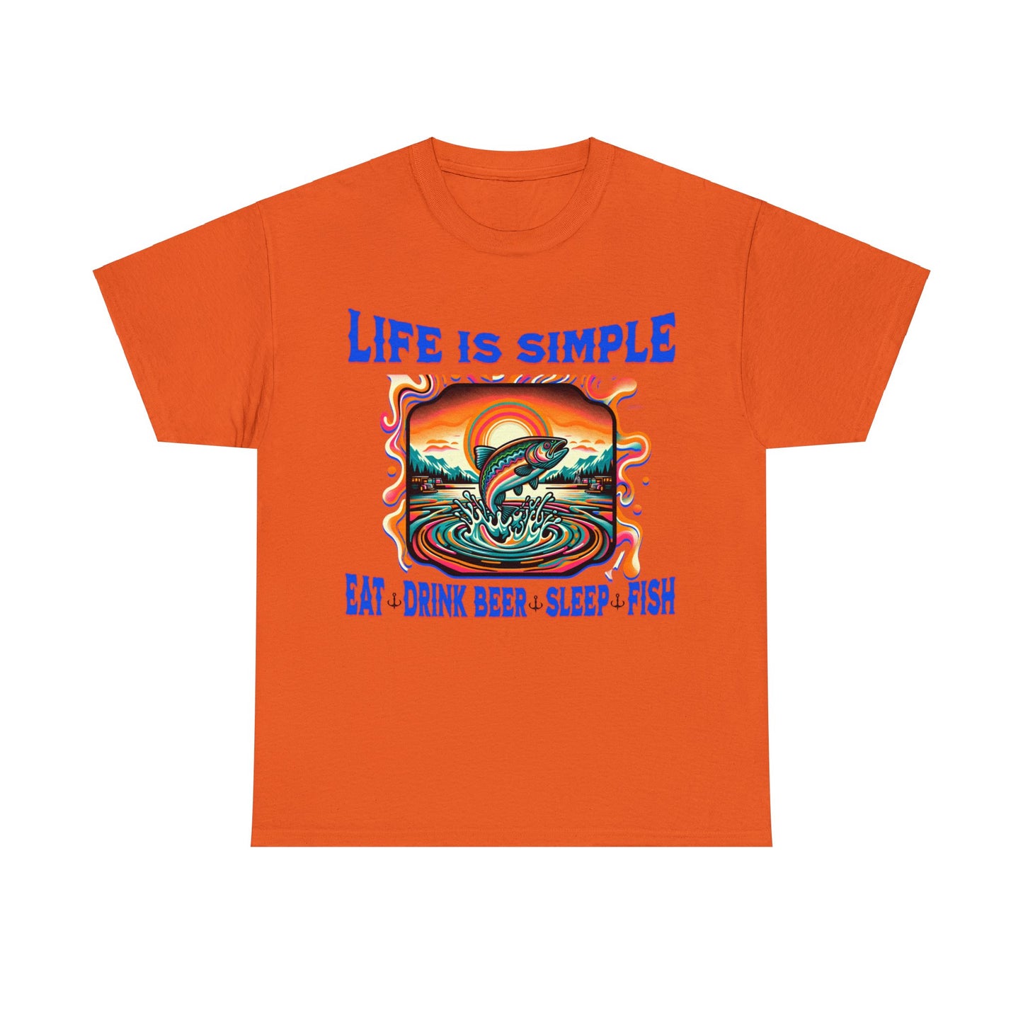 fishing 2 ON FRONT Unisex Heavy Cotton Tee