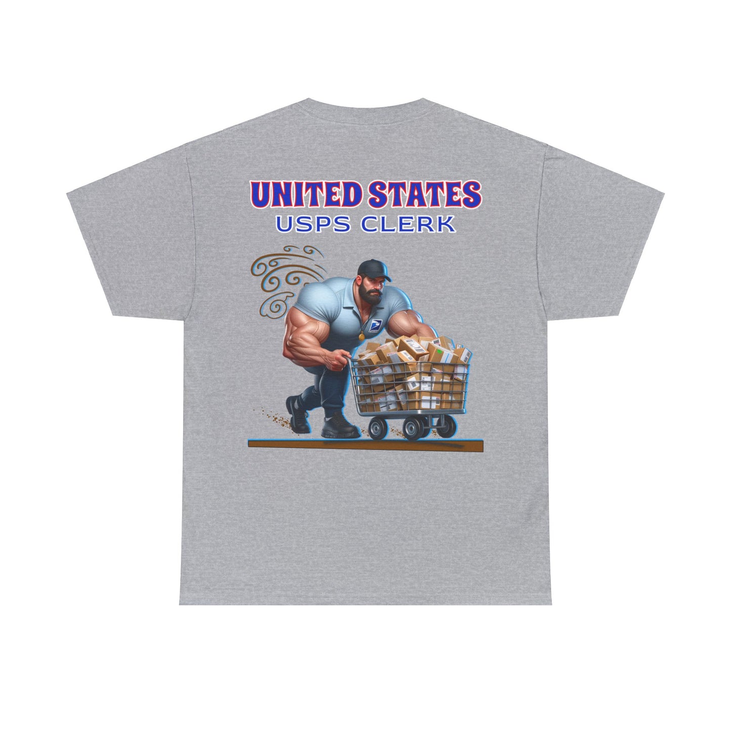 POSTAL BUFF CLERK ON BACK Unisex Heavy Cotton Tee